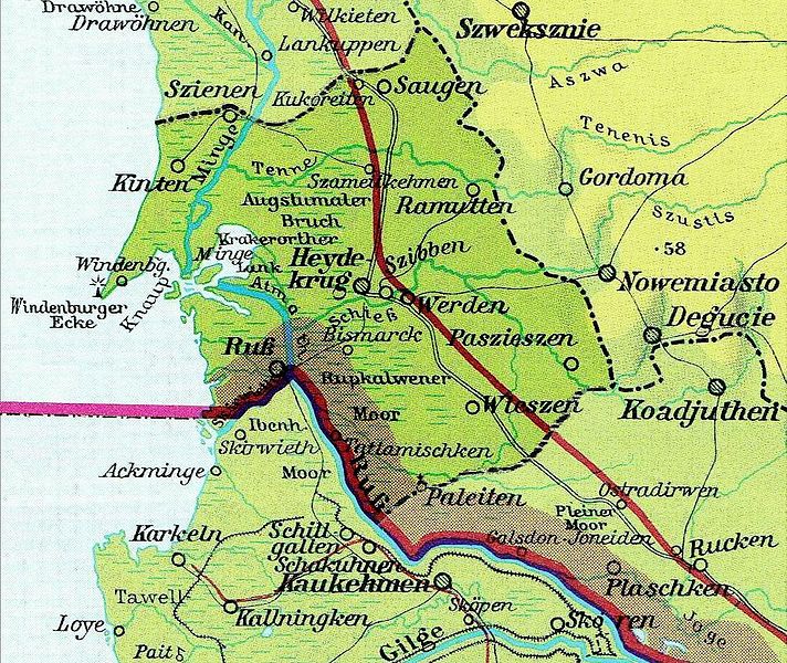 alte Karte von Heydekrug