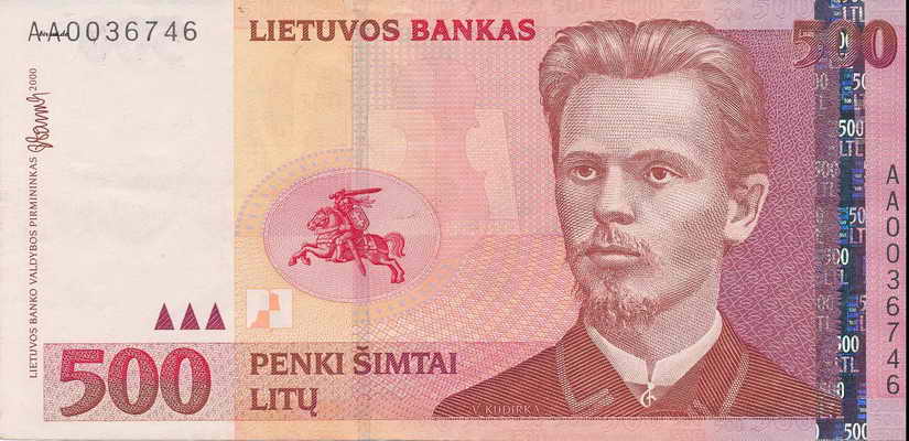 500 Litas  Scan Vorne Litauen
